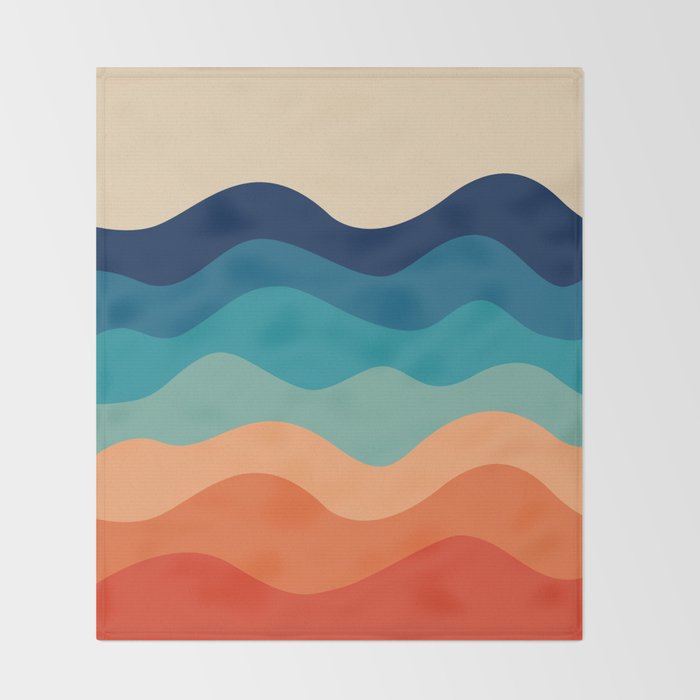 Retro 70s Waves Throw Blanket Gallery Image 2