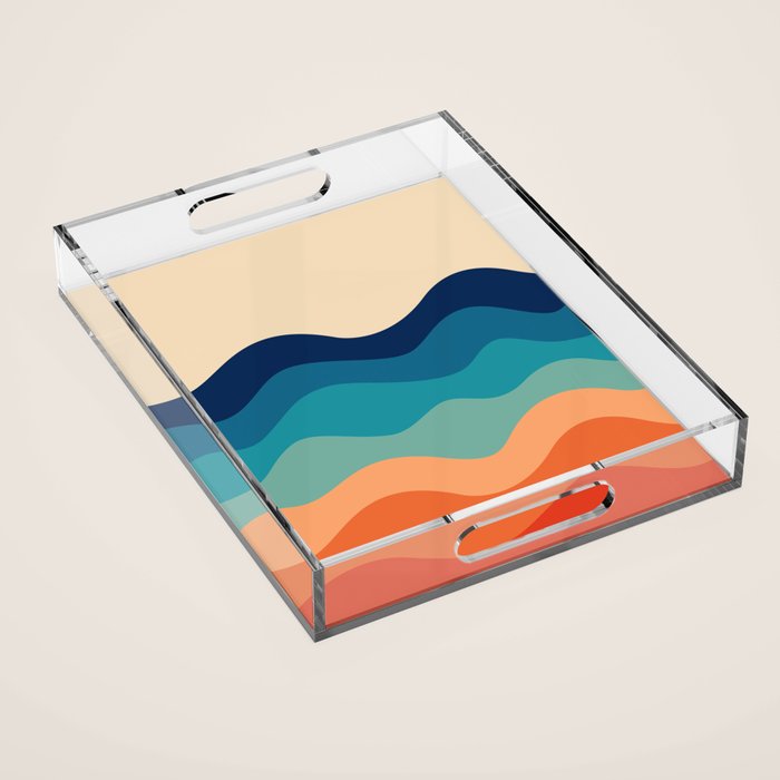 Retro 70s Waves Acrylic Tray Gallery Image 1