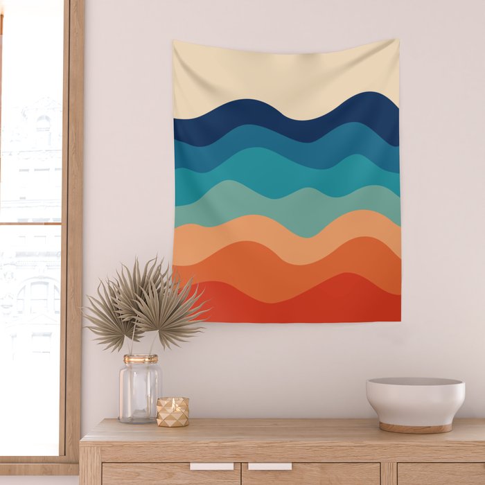 Retro 70s Waves Wall Tapestry Gallery Image 2