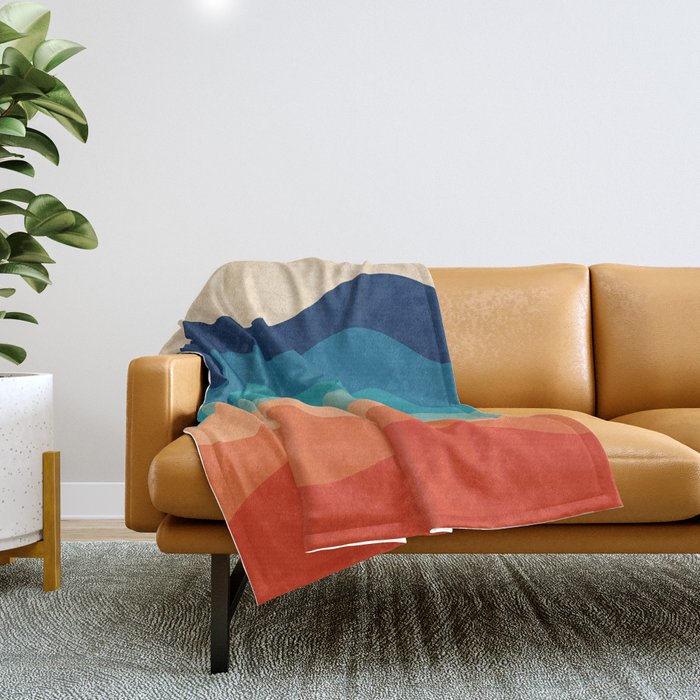 Retro 70s Waves Throw Blanket Gallery Image 1