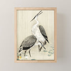 Herons in the rain - Japanese vintage woodblock print Mini Art Print Gallery Image 1
