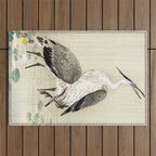Herons in the rain - Japanese vintage woodblock print Outdoor Rug Gallery Image 1