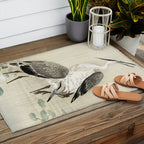 Herons in the rain - Japanese vintage woodblock print Outdoor Rug Gallery Image 2