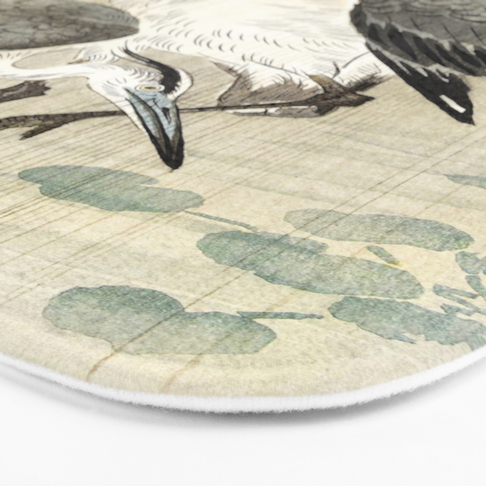 Herons in the rain - Japanese vintage woodblock print Bath Mat Gallery Image 3