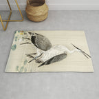 Herons in the rain - Japanese vintage woodblock print Rug Gallery Image 1