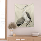 Herons in the rain - Japanese vintage woodblock print Wall Tapestry Gallery Image 2