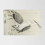 Herons in the rain - Japanese vintage woodblock print Rug Gallery Image 2