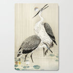 Herons in the rain - Japanese vintage woodblock print Cutting Board Gallery Image 1