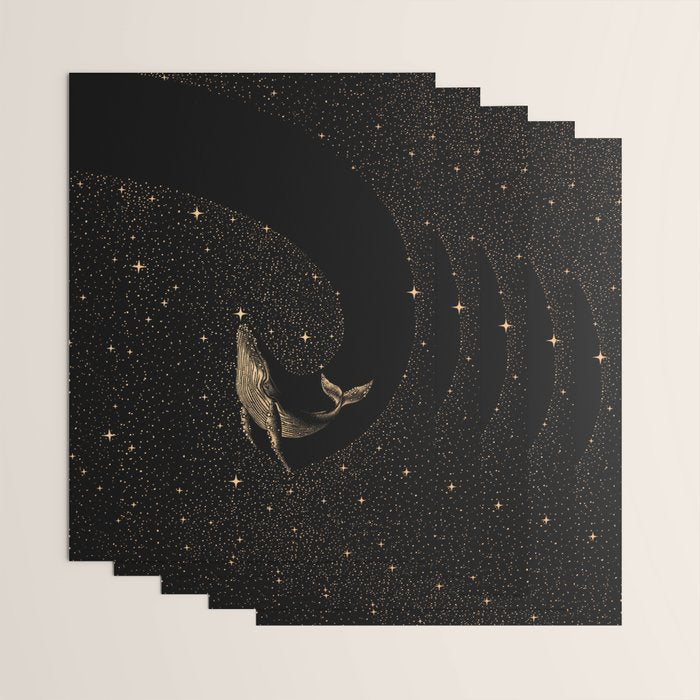 Starry Whale - Dark GOLD Version Wrapping Paper Gallery Image 3
