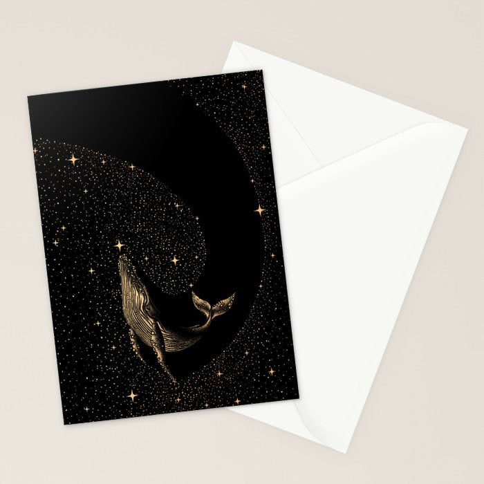 Starry Whale - Dark GOLD Version Stationery Card Gallery Image 2