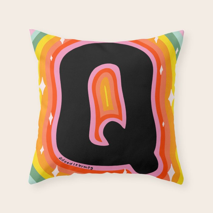 Rainbow Q Throw Pillow Gallery Image 1