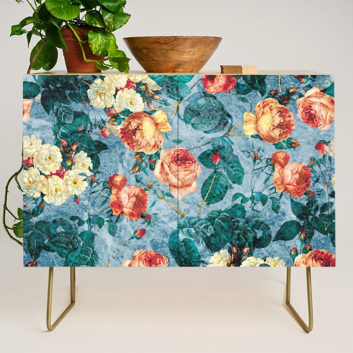 Floral and Marble Texture II Credenza Gallery Image 1