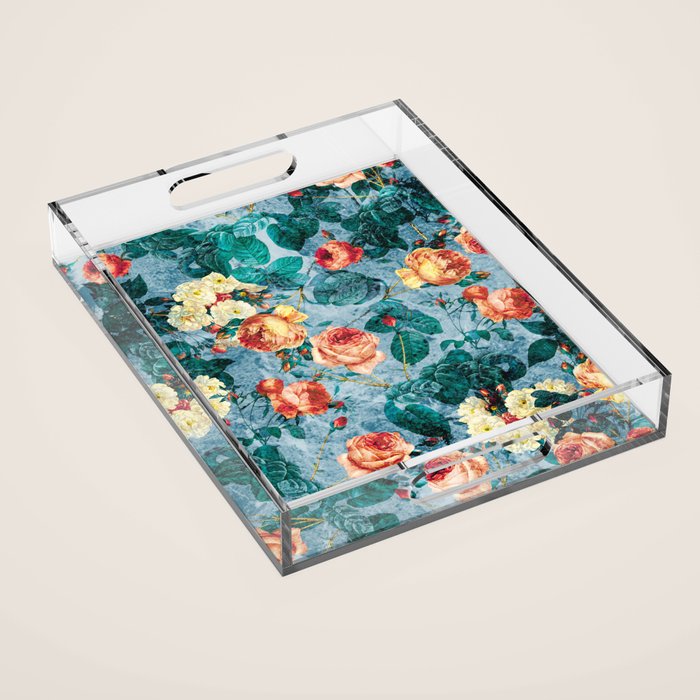 Floral and Marble Texture II Acrylic Tray Gallery Image 1