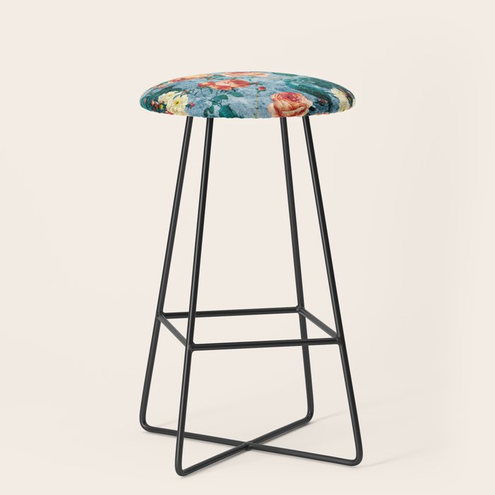 Floral and Marble Texture II Stool Gallery Image 1