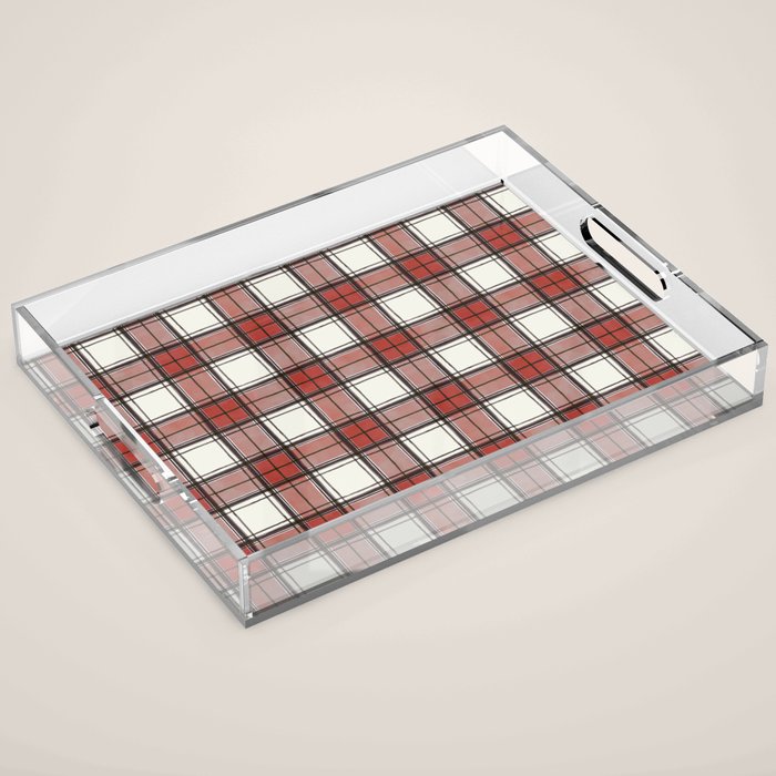 Holiday Plaids - Rustic checks Red Acrylic Tray Gallery Image 1