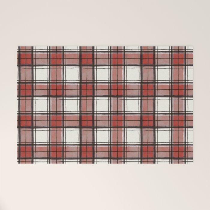 Holiday Plaids - Rustic checks Red Welcome Mat Gallery Image 1