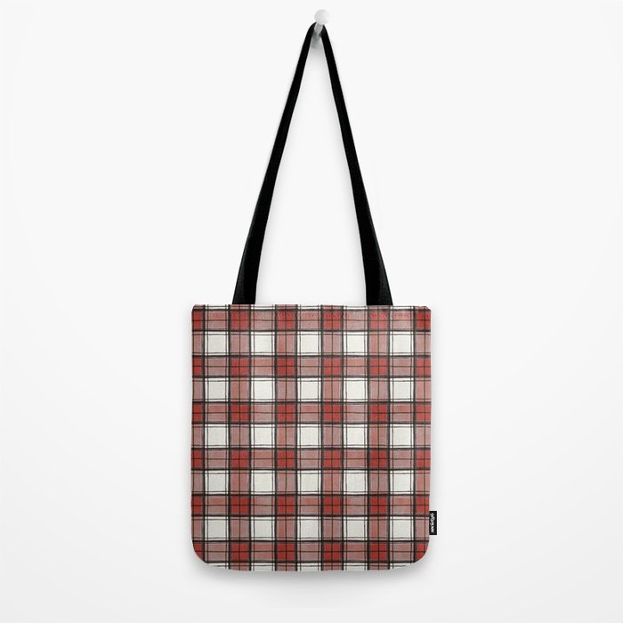 Holiday Plaids - Rustic checks Red Tote Bag Gallery Image 2