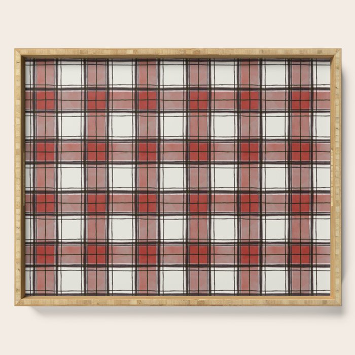 Holiday Plaids - Rustic checks Red Serving Tray Gallery Image 1