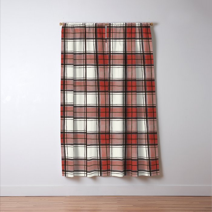 Holiday Plaids - Rustic checks Red Window Curtain Gallery Image 3