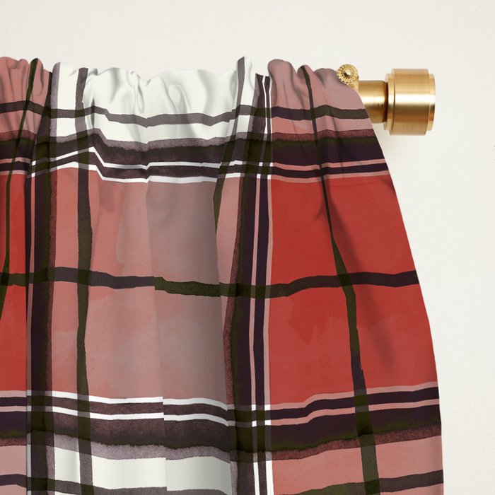 Holiday Plaids - Rustic checks Red Window Curtain Gallery Image 2