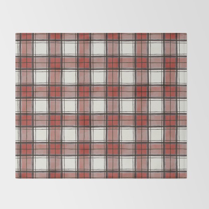 Holiday Plaids - Rustic checks Red Throw Blanket Gallery Image 2