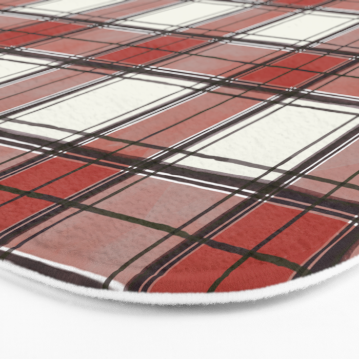 Holiday Plaids - Rustic checks Red Bath Mat Gallery Image 3