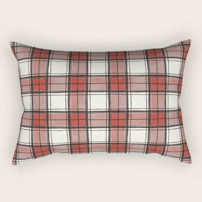 Holiday Plaids - Rustic checks Red Rectangular Pillow Gallery Image 2