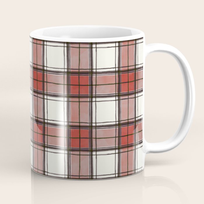 Holiday Plaids - Rustic checks Red Coffee Mug Gallery Image 1