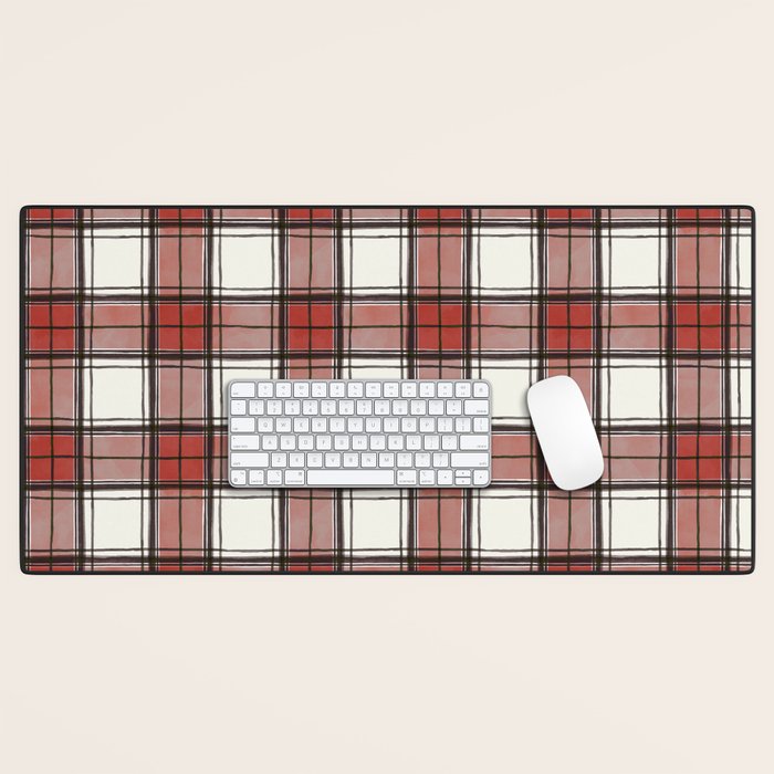 Holiday Plaids - Rustic checks Red Desk Mat Gallery Image 1