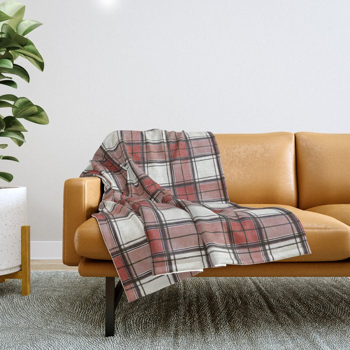 Holiday Plaids - Rustic checks Red Throw Blanket Gallery Image 1