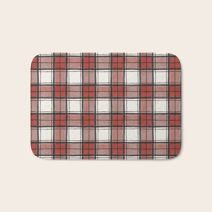 Holiday Plaids - Rustic checks Red Bath Mat Gallery Image 1