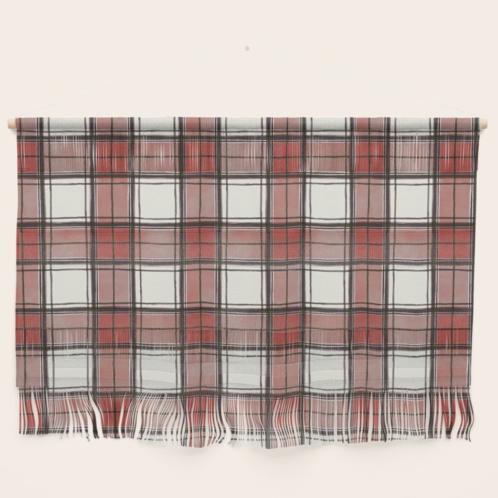 Holiday Plaids - Rustic checks Red Wall Hanging Gallery Image 1