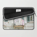 Laundry Day in Sintra | Tiled House in Portugal Art print | Street Travel Photography in Soft Pastel Colors Laptop Sleeve Gallery Image 2