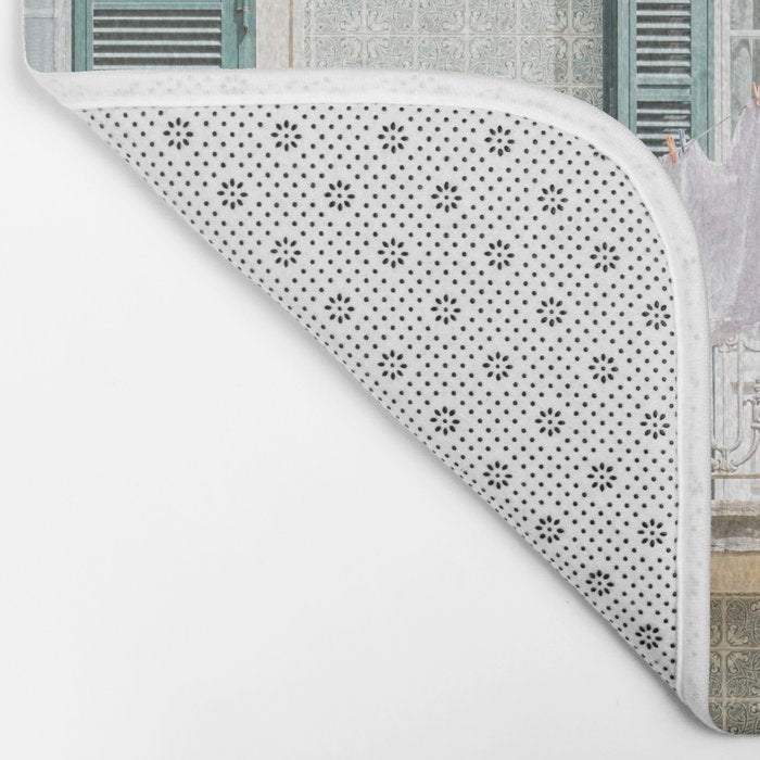 Laundry Day in Sintra | Tiled House in Portugal Art print | Street Travel Photography in Soft Pastel Colors Bath Mat Gallery Image 2