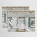 Laundry Day in Sintra | Tiled House in Portugal Art print | Street Travel Photography in Soft Pastel Colors Placemat Gallery Image 1