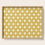 Atomic Age 1950s Retro Starburst Pattern in White and Light Mustard Serving Tray Gallery Image 1