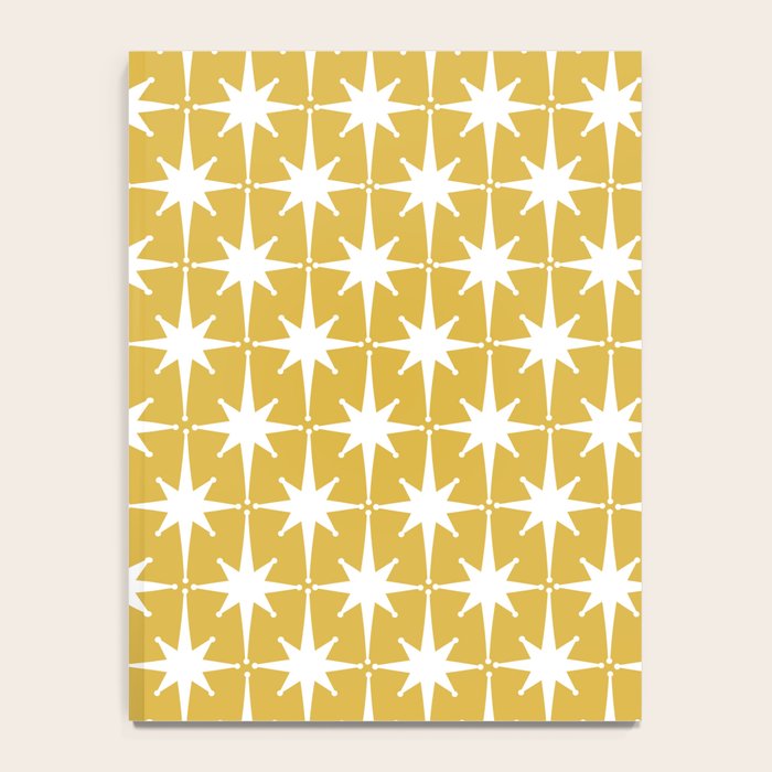 Atomic Age 1950s Retro Starburst Pattern in White and Light Mustard Notebook Gallery Image 4