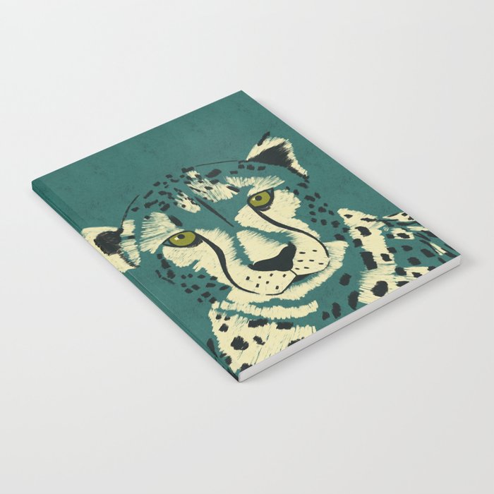 Majestic Cheetah - Bold Wildcat Design with Teal Background Notebook Gallery Image 1