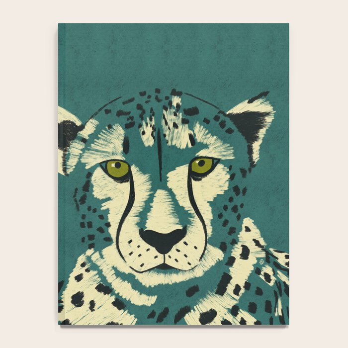 Majestic Cheetah - Bold Wildcat Design with Teal Background Notebook Gallery Image 4