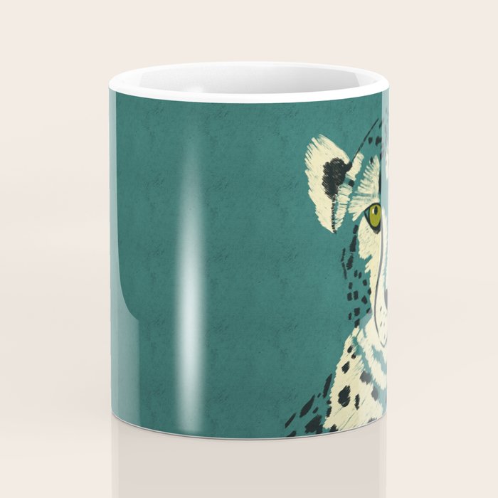 Majestic Cheetah - Bold Wildcat Design with Teal Background Coffee Mug Gallery Image 4