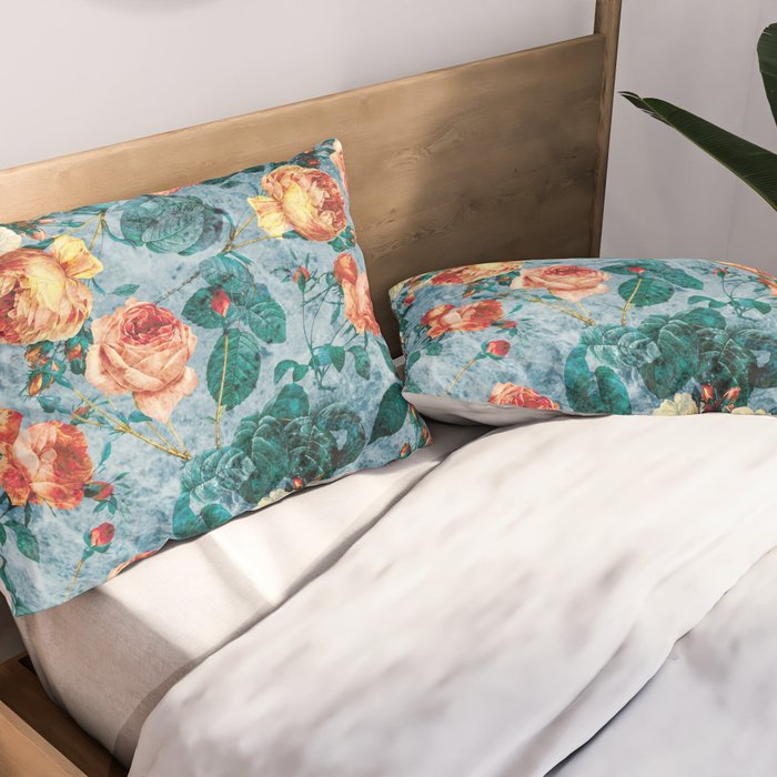 Floral and Marble Texture II Pillow Sham Gallery Image 2