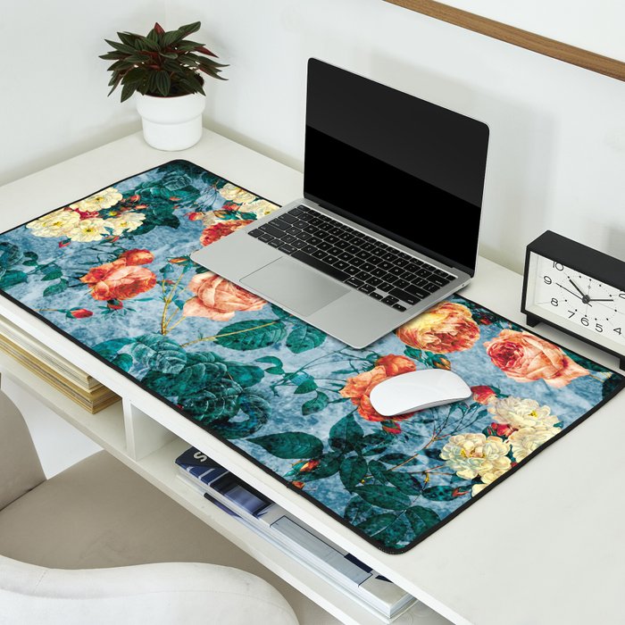 Floral and Marble Texture II Desk Mat Gallery Image 2