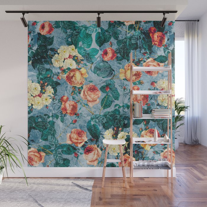 Floral and Marble Texture II Wall Mural Gallery Image 1