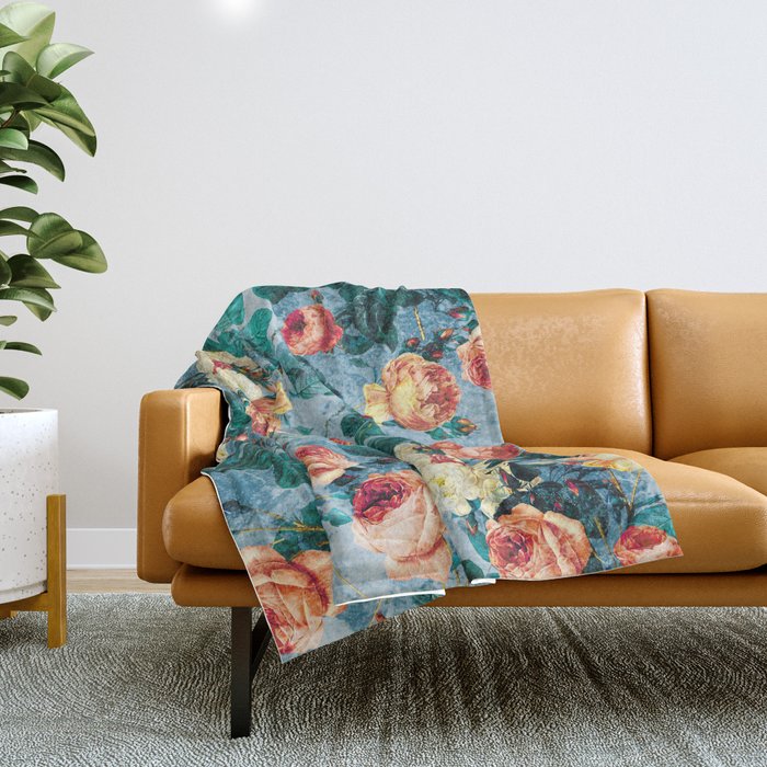 Floral and Marble Texture II Throw Blanket Gallery Image 1