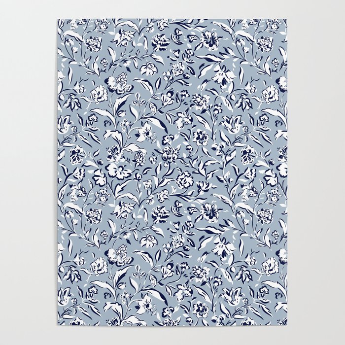 Painterly Florals - Blue Navy Poster Gallery Image 1