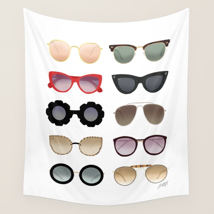 Ray Bans Sunglasses Illustration Wall Tapestry Gallery Image 1