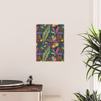 Retro colorful jungle nature plant pattern Poster Gallery Image 2