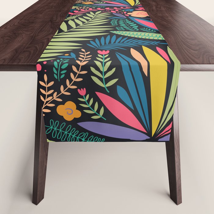Retro colorful jungle nature plant pattern Table Runner Gallery Image 1