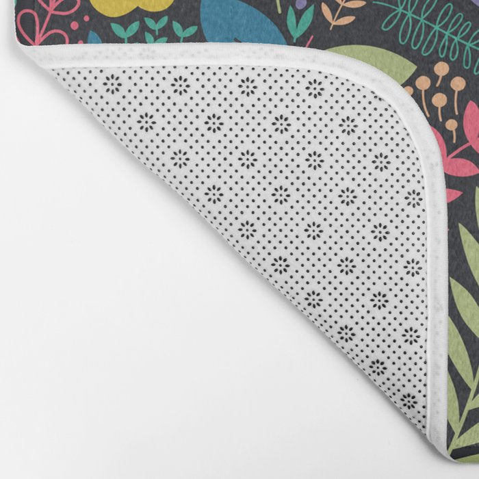 Retro colorful jungle nature plant pattern Bath Mat Gallery Image 2