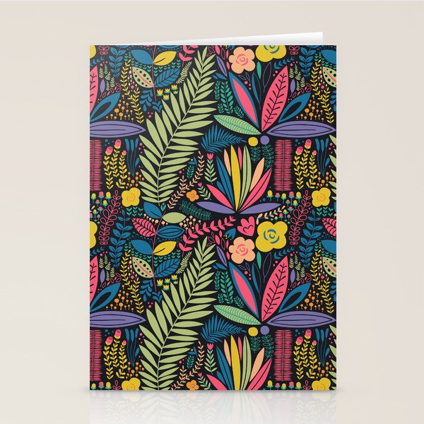 Retro colorful jungle nature plant pattern Stationery Card Gallery Image 2